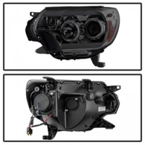Toyota Tacoma Headlights - SPYDER - Projector Headlights, Light Bar DRL - Smoke - `12-`16