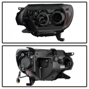 Toyota Tacoma Headlights - SPYDER - Projector Headlights, Light Bar DRL - Smoke - `12-`16
