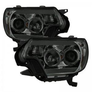 Toyota Tacoma Headlights - SPYDER - Projector Headlights, Light Bar DRL - Smoke - `12-`16