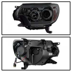 Toyota Tacoma Headlights - SPYDER - Projector Headlights, Light Bar DRL - Smoke - `12-`16