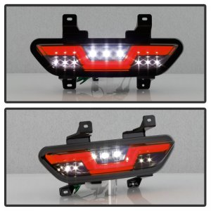 Ford Mustang Tail Lights - SPYDER - LED Reverse Lights - Black Smoke w/ Red Bar - `15-`16