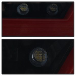 Ford Mustang Tail Lights - SPYDER - LED Reverse Lights - Black Smoke w/ Red Bar - `15-`16