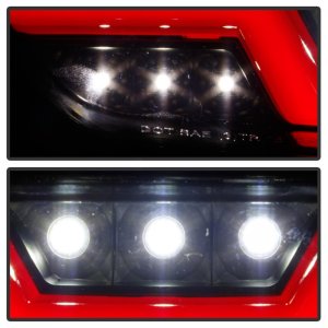 Ford Mustang Tail Lights - SPYDER - LED Reverse Lights - Black Smoke w/ Red Bar - `15-`16