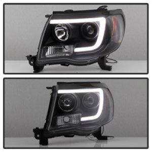Toyota Tacoma Headlights - SPYDER - Projector, Version 2, Light Bar DRL - Black - `05-`11