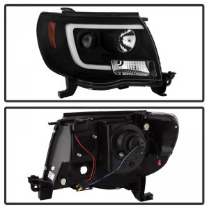 Toyota Tacoma Headlights - SPYDER - Projector, Version 2, Light Bar DRL - Black - `05-`11