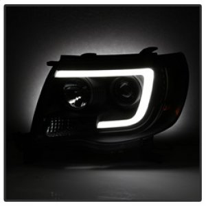 Toyota Tacoma Headlights - SPYDER - Projector, Version 2, Light Bar DRL - Black - `05-`11