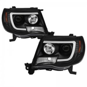 Toyota Tacoma Headlights - SPYDER - Projector, Version 2, Light Bar DRL - Black - `05-`11