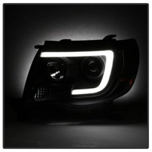 Toyota Tacoma Headlights - SPYDER - Projector, Version 2, Light Bar DRL - Black - `05-`11