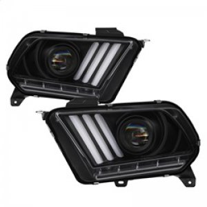 Ford Mustang Headlights - SPYDER - Light Bar Projector with LED Sequential Turn Signals, HID Only - Black - `10-`13