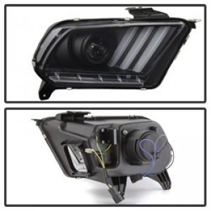Ford Mustang Headlights - SPYDER - Light Bar Projector with LED Sequential Turn Signals, HID Only - Black - `10-`13