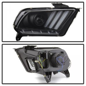 Ford Mustang Headlights - SPYDER - Light Bar Projector with LED Sequential Turn Signals, HID Only - Black - `10-`13