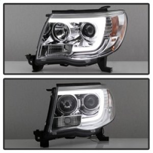 Toyota Tacoma Headlights - SPYDER - Projector Headlights, Version 2, Light Bar DRL - Chrome - `05-`11