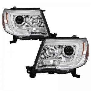 Toyota Tacoma Headlights - SPYDER - Projector Headlights, Version 2, Light Bar DRL - Chrome - `05-`11