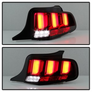 Ford Mustang LED Tail Lights - SPYDER - Red Light Bar w/Sequential Turn Signal - Black - `10-`12