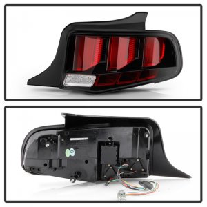 Ford Mustang LED Tail Lights - SPYDER - Red Light Bar w/Sequential Turn Signal - Black - `10-`12