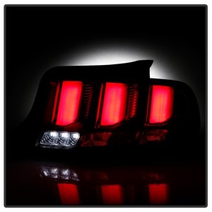 Ford Mustang LED Tail Lights - SPYDER - Red Light Bar w/Sequential Turn Signal - Black - `10-`12