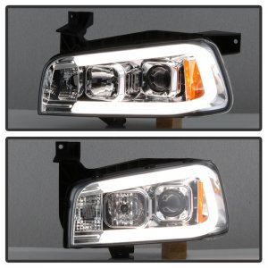 Dodge Charger Projector Headlights - SPYDER - LED Light Bar - Chrome - `06-`10