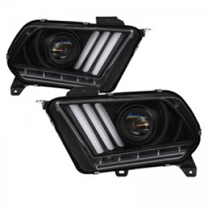 Ford Mustang Headlights - SPYDER - Projector, LED Signals - Black - `10-`13