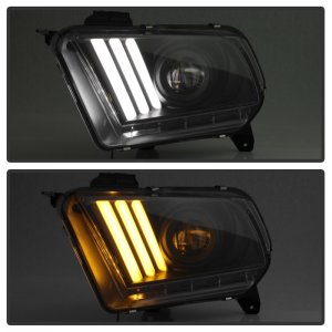 Ford Mustang Headlights - SPYDER - Projector Headlights, Sequential Turn Signal, HID Model Only - Black - `13-`14