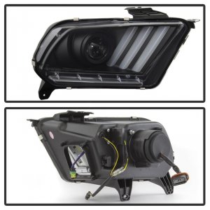 Ford Mustang Headlights - SPYDER - Projector Headlights, Sequential Turn Signal, HID Model Only - Black - `13-`14