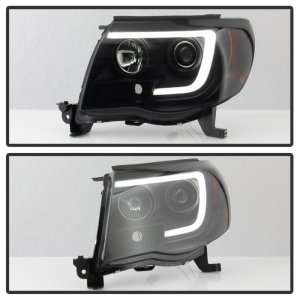 Toyota Tacoma Headlight Set - SPYDER - Version 2, Light Bar DRL - Black Smoke - `05-`11