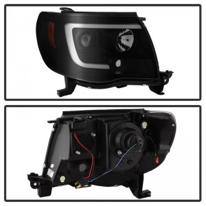 Toyota Tacoma Headlight Set - SPYDER - Version 2, Light Bar DRL - Black Smoke - `05-`11