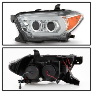 Toyota Tacoma Headlights - SPYDER - Projector with Sequential LED Turn Signal - Chrome - `16-`18