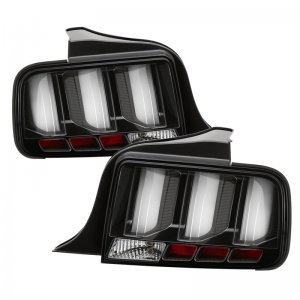 Ford Mustang Tail Lights - SPYDER - White Light Bar LED - Black - `05-`09