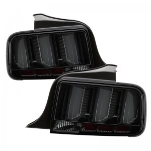 Ford Mustang LED Tail Lights - SPYDER - White Light Bar - Smoke - `05-`09