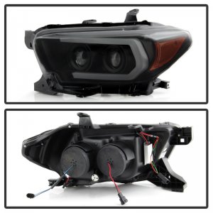 Toyota Tacoma Headlights - SPYDER - Projector, Sequential Turn Signal - Black Smoke - `16-`18