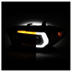 Toyota Tacoma Headlights - SPYDER - Projector with Sequential LED Turn Signal - Black Smoke - `16-`18