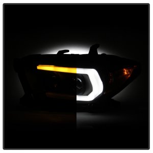 Toyota Tacoma Headlights - SPYDER - Projector with Sequential LED Turn Signal - Black Smoke - `16-`18