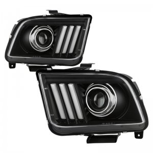 Ford Mustang Headlights - SPYDER - APEX Series Version 2 High-Power LED - Black - `05-`08