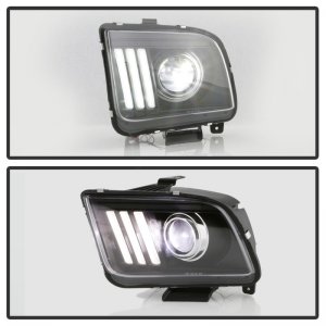 Ford Mustang Headlights - SPYDER - APEX Series Version 2 High-Power LED - Black - `05-`08