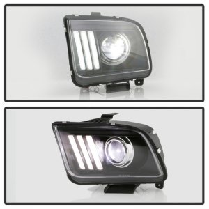 Ford Mustang Headlights - SPYDER - APEX Series Version 2 High-Power LED - Black - `05-`08