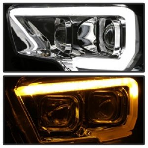 Toyota Tacoma Headlights - SPYDER - DRL Light Bar Projector with Sequential Turn Signal - Chrome - `16-`18