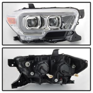 Toyota Tacoma Headlights - SPYDER - DRL Light Bar Projector with Sequential Turn Signal - Chrome - `16-`18