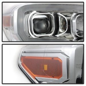 Toyota Tacoma Headlights - SPYDER - DRL Light Bar Projector with Sequential Turn Signal - Chrome - `16-`18