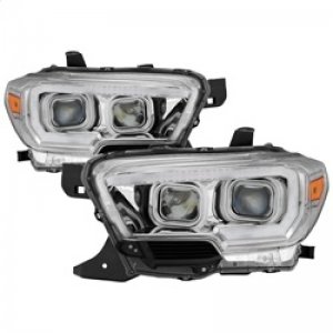 Toyota Tacoma Headlights - SPYDER - DRL Light Bar Projector with Sequential Turn Signal - Chrome - `16-`18