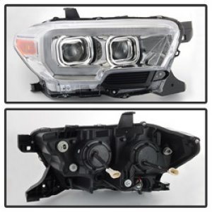 Toyota Tacoma Headlights - SPYDER - DRL Light Bar Projector with Sequential Turn Signal - Chrome - `16-`18