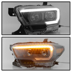Toyota Tacoma Headlights - SPYDER - DRL Light Bar Projector w/Sequential Turn Signal - Black - `16-`18