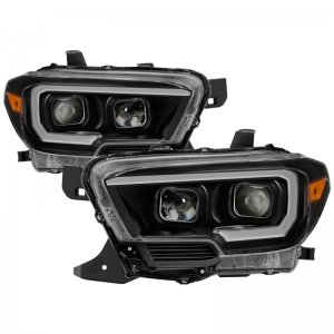 Toyota Tacoma Headlights - SPYDER - DRL Light Bar Projector w/Sequential Turn Signal - Black - `16-`18
