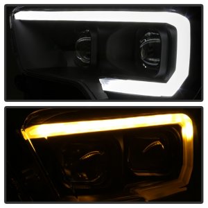 Toyota Tacoma Headlights - SPYDER - DRL Light Bar Projector w/Sequential Turn Signal - Black - `16-`18
