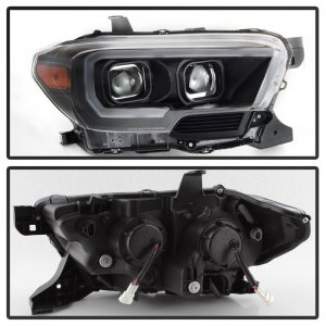 Toyota Tacoma Headlights - SPYDER - DRL Light Bar Projector w/Sequential Turn Signal - Black - `16-`18