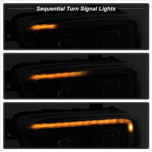 Toyota Tacoma SR Headlights - SPYDER - DRL Light Bar Projector Headlights with Sequential Turn Signal - Black Smoke - `16-`18