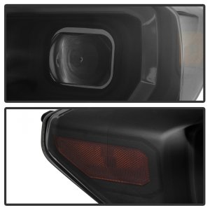 Toyota Tacoma SR Headlights - SPYDER - DRL Light Bar Projector Headlights with Sequential Turn Signal - Black Smoke - `16-`18