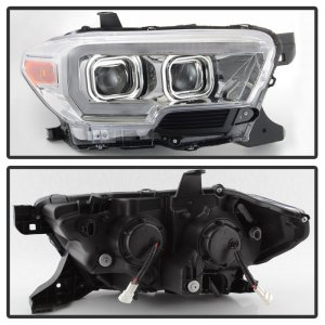 Toyota Tacoma Headlights - SPYDER - DRL Light Bar Projector + Sequential Turn Signal - Chrome - `16-`18