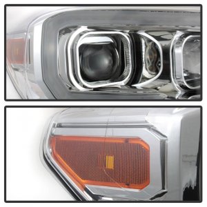 Toyota Tacoma Headlights - SPYDER - DRL Light Bar Projector + Sequential Turn Signal - Chrome - `16-`18