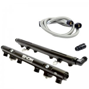 Ford Mustang Billet Fuel Rail Kit - Snow Performance - Black - `11-`14