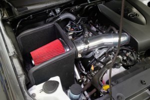 Toyota Tacoma Performance Air Intake - Spectre - Cold Air Intake, Red Filter, Powder Coated Black Heat Shield - Polished - `16-`20